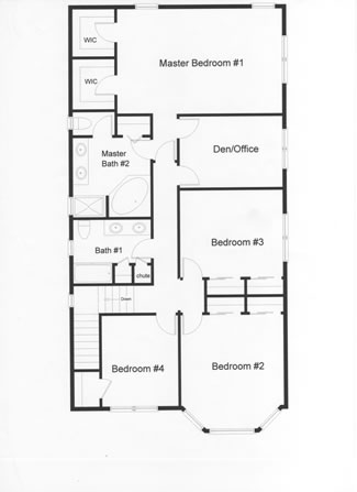 Effective use of living space with this floor plan designed by the owner. Four or five bedrooms large master bedroom and both with whirlpool tub and shower. 